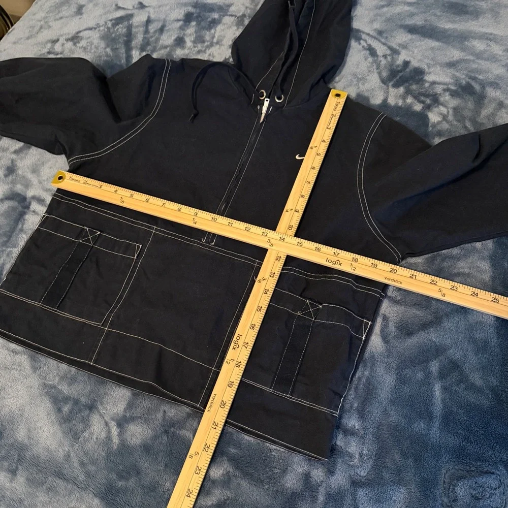 Vintage Nike Jacket Boys S Navy Blue Anorak Half Zip Contrast Stitch Hooded
